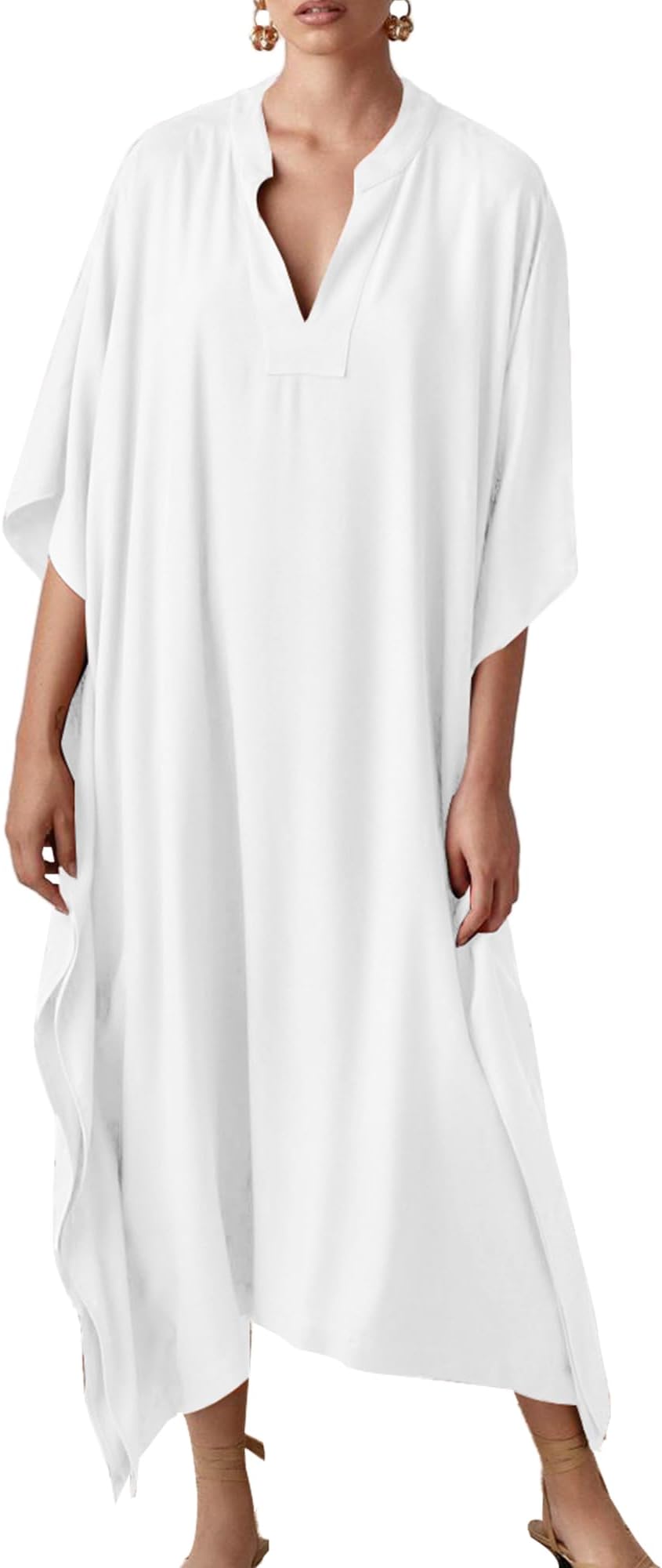 Bsubseach Women's Print Turkish Kaftan Beachwear Bikini Cover Up Maxi Dress