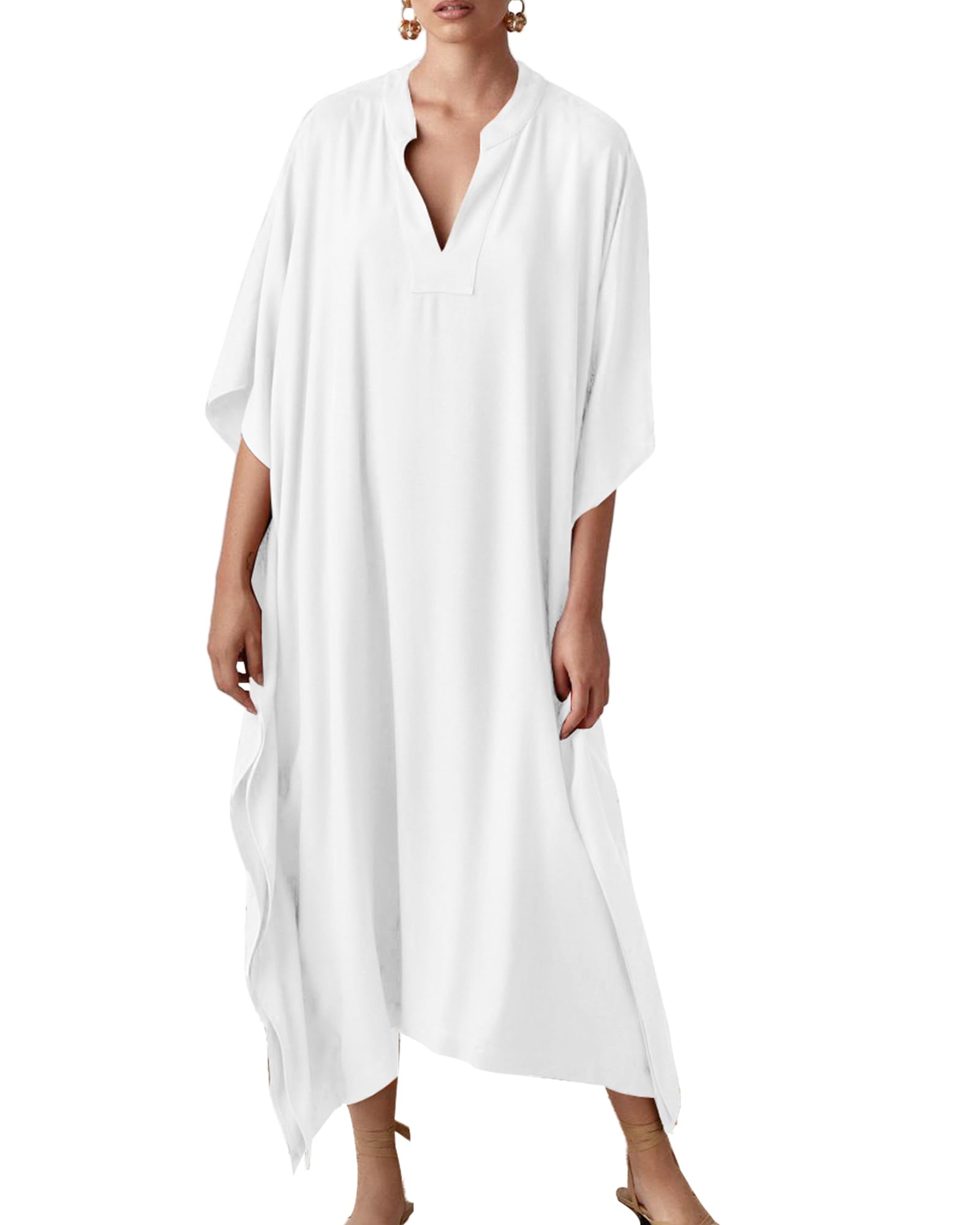 Bsubseach Women's Print Turkish Kaftan Beachwear Bikini Cover Up Maxi Dress