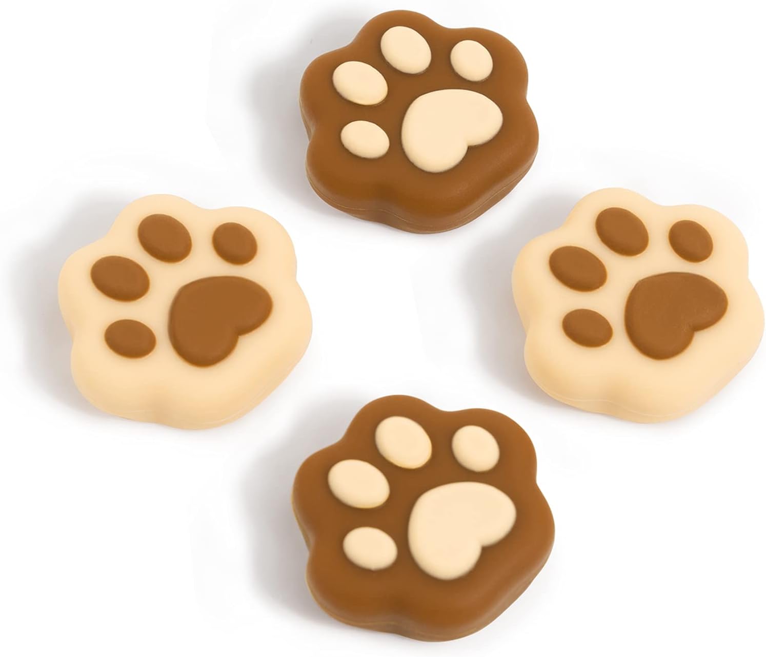 GeekShare Cat Paw Shape Thumb Grip Caps,Soft Silicone Joystick Cover Compatible with Switch/OLED/Switch Lite,4PCS (MilkBrown)