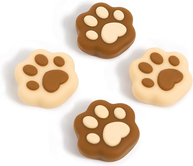 GeekShare 4PCS Cat Paw Shape Thumb Grip Caps,Soft Silicone Joystick Cover Compatible with Nintendo Switch /OLED/ Switch Lite (Milk Tea Brown)