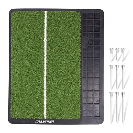 CHAMPKEY Alignment Guide Golf Practice Mat | Premium Fairway Golf Hitting Mat Ideal for Indoor and Outdoor Training (S(13"x17"))