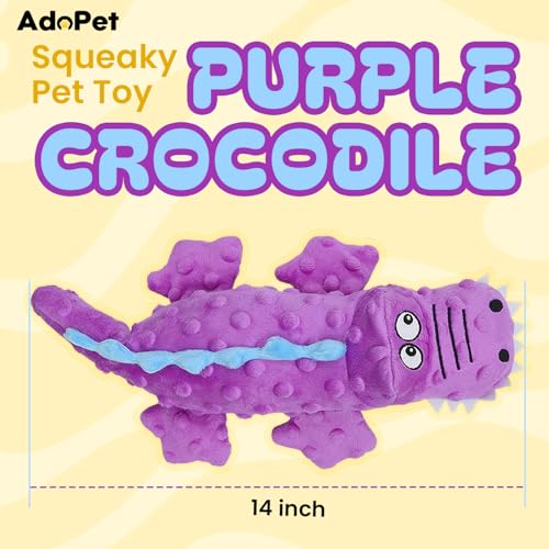 Juguete mordible y sonoro para perros AdoPet cocodrilo 14 pulg miniatura 2