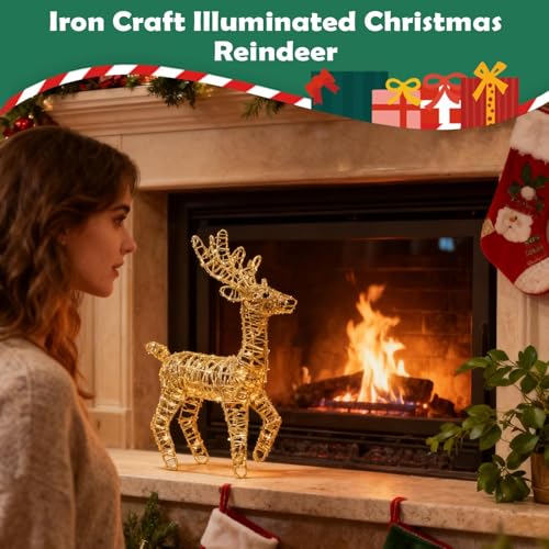 Renne de Noël illuminé extérieur pour décoration festive de jardin