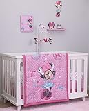 Disney Baby Minnie Mouse All About Bows 4 Piece Nursery Crib Bedding Set, Pink, Aqua