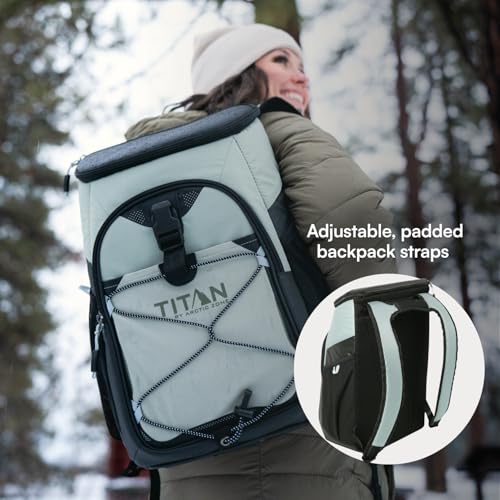 Image of Titan by Arctic Zone 24 Can Backpack Cooler, Leak Proof | Insulated soft sided bag with leak proof lining and adjustable straps, breathable mesh panels, for lunch, picnic, travel