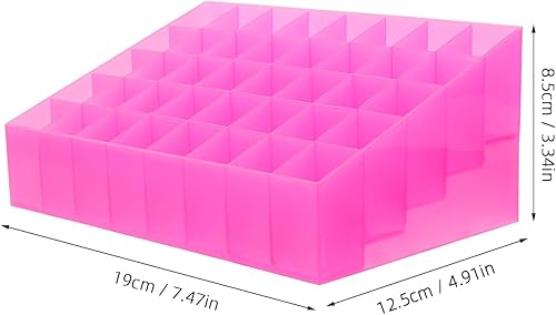 Miniatura 2 de Cabilock Organizador de lápiz labial rosa con 40 ranuras, vitrina de acrílico para brillo de labios y almacenamiento de maquillaje en tocador o