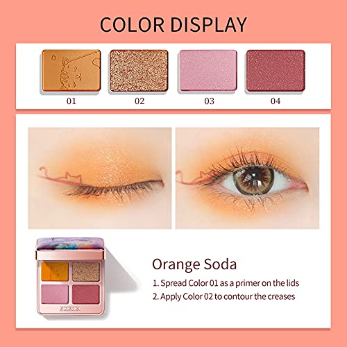 Zeesea Tipsy Kitty Eyeshadow Palette Quad, Waterproof Eye Shadow For Catgirls, Matte Eyeshadow, Shimmer Eye Shadow Palette Makeup #TOP4
