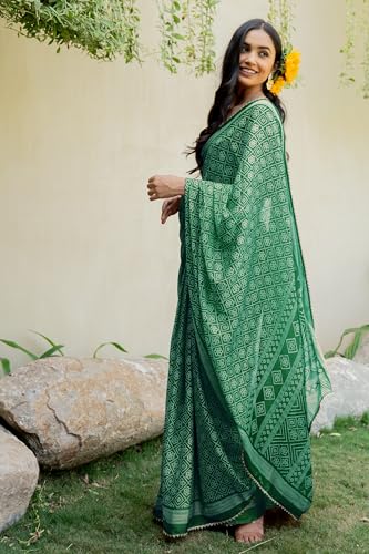 Image of MIRCHI FASHION Women Saree Leheriya Print Chiffon | Lightweight Traditional Sari for Farewell and Wedding Ceremonies with Unstitched Blouse Piece