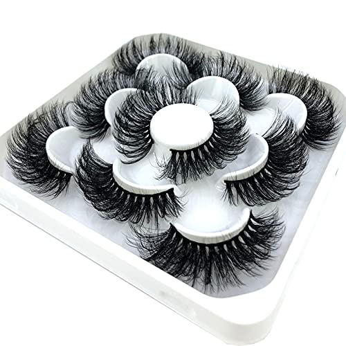 HBZGTLAD new 5 Pairs 25 mm 3d Mink Lashes Bulk Faux with Custom Natural Mink Lashes Pack Short Wholesales Natural False Eyelashes (ZM-5)