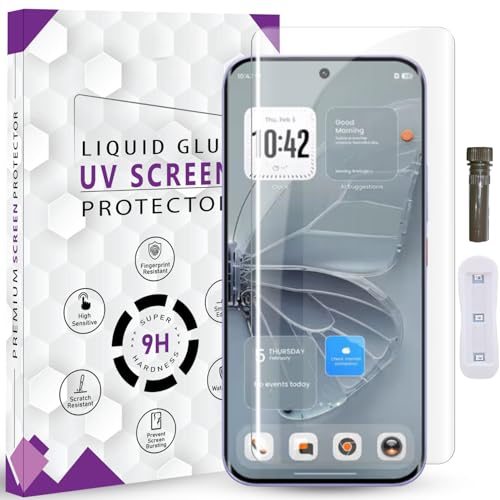 Image of Advanced HD+ UV Tempered Glass Screen Protector For Tecno Pova Curve 2 5G (6.78 Inch, Pack of 1) Full Adhesive UV Curved Screen Guard, Case Friendly with installation kit & Guide