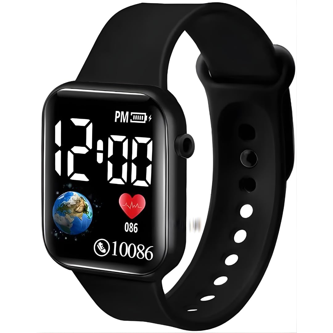 XENTON Smart Watch with Heart Rate Monitor, Digital Display, Black Silicone Band, Fitness Tracker