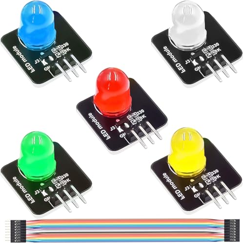 Youmile 5 �� 10mm LED ���W���[�� �_�C�I�[�h�C���W�P�[�^���C�g �Z���T�[�������W���[�� DC 3.3V-5V PWM ���� �ԁA���A�A�΁A�� for Arduino �p 15 �s���I�X-���X�ڑ��P�[�u���t��