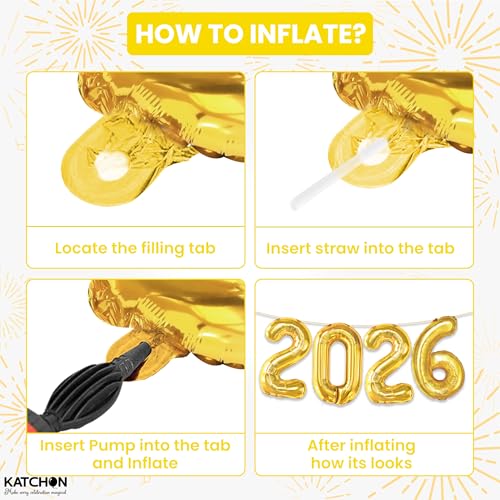 Image of KatchOn, Gold 2026 Balloons for Graduation Decor - 16 Inch | 2026 Balloon Numbers for 2026 Graduation Decorations | 2026 Gold Balloon | Graduation Decorations Balloons | Graduation Party Decorations