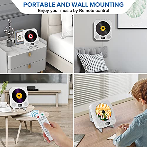 Fangor Portable Cd Player With Bluetooth, Wall Mounted Cd Player Home Audio Boombox Music Player With Remote Control Fm Radio, Built-In Hifi Speakers, Jack Aux Input, Support Cd/Usb/Tf #TOP5