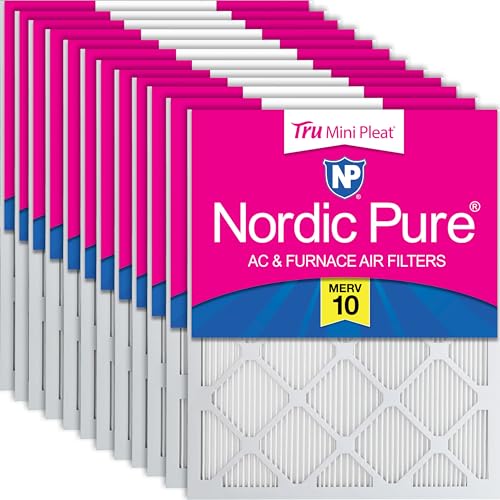 Image of Nordic Pure 15x20x1 Tru Mini Pleat MERV 10 AC Furnace Air Filters 12 Pack | Actual Size: 14 1 /2 x 19 1 /2 x 3 /4 Made in USA, 2.5x More Pleats, Mid-Sized Airborne Particles, Dust, Pollen & Pet Dander