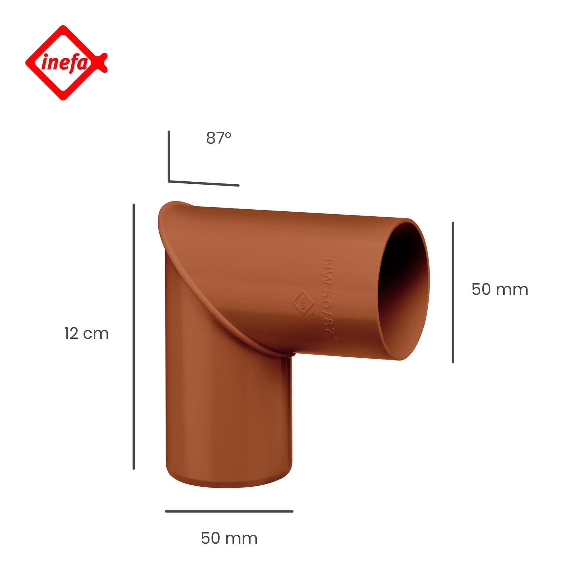 Raccordo Scarico Grondaia Semicircolare PVC-U 125/75mm - Collegamento Per Pluviale, Marrone Scuro