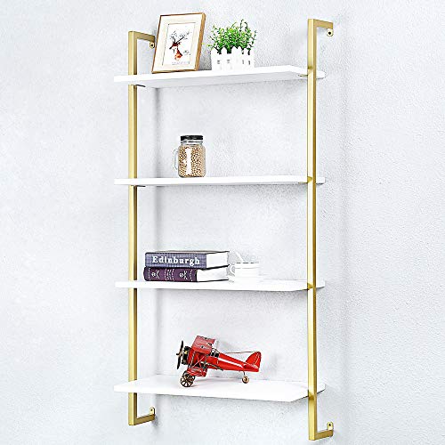 OLDRAINBOW Industrial Metal Wall Shelf,Floating Wood Shelves Wall Mounted,24in Iron