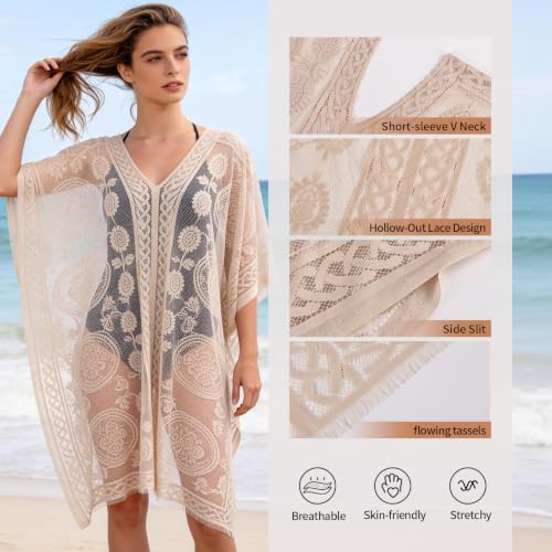 Image of Bathing Suit Cover Up for Women,V-Neck Summer Swimsuit Coverups Loose Swimwear Beach Dress for Pool Sea Party