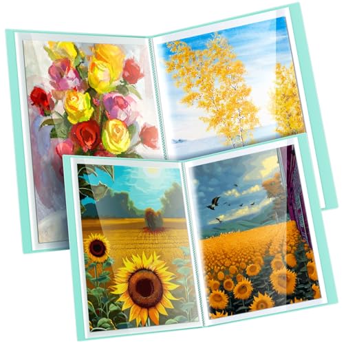 Diamond painting storage book portfolio with sleeves (2 sizes), green