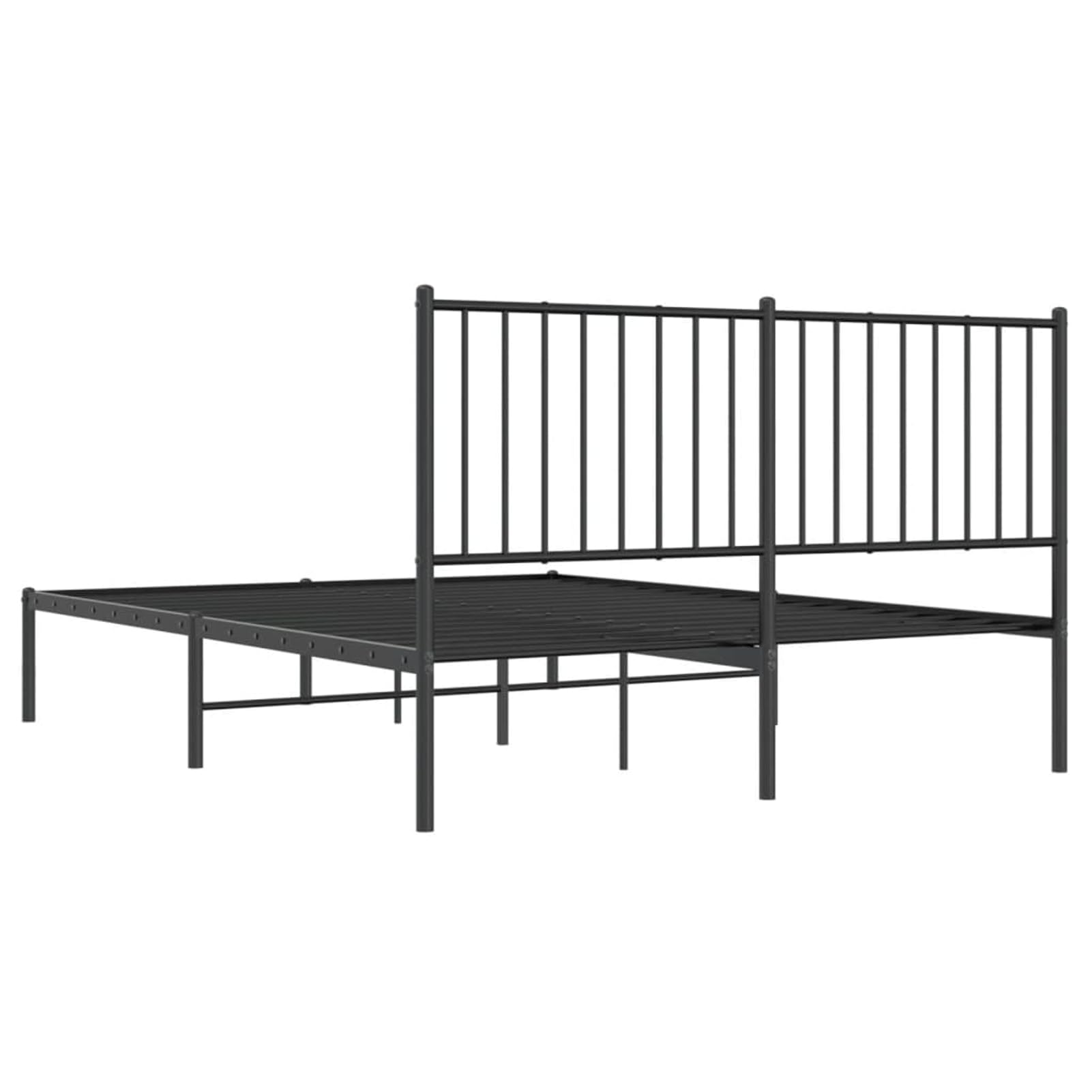 WGYHOME Rama łóżka z zagłówkiem 140 x 190 cm, czarna stal, wytrzymałe metalowe łóżko dla dorosłych, do sypialni
