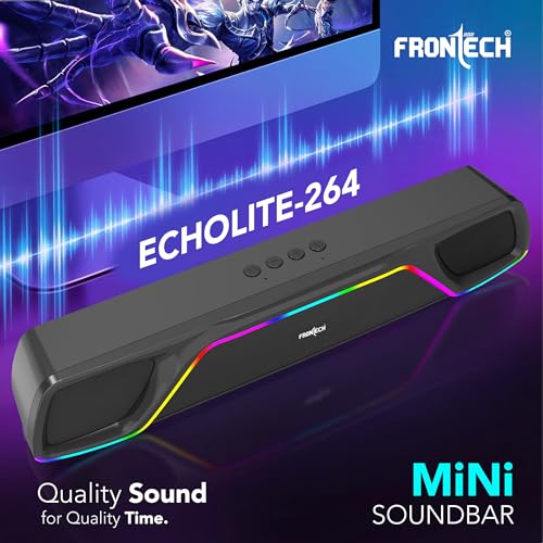 Image of FRONTECH ECHOLITE-264 Mini Soundbar | 25W Bluetooth Speaker | RGB Lighting | TWS | 2000mAh Battery | BT v5.3 | USB /TF /AUX | Type-C | Compact Speaker | 1-Year Warranty (SW-0264)