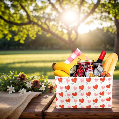Image of Cute Heart Valentine's Day Basket for gifts empty Storage Basket for Kid and Baby Room Decor (Pink Orange Heart)