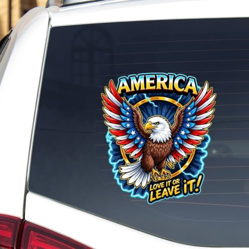 Image of 2pcs USA 250th Anniversary Stickers Patriotic Eagle Vinyl Decals | 1776-2026 Statue of Liberty Designs 4th of July Independence Day Car Window Laptop Water Bottle Gifts for Adults 10 inch