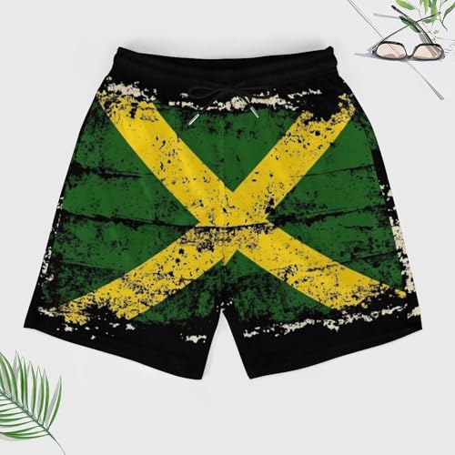 Vintage Jamaican Flag Mens Swim Trunks Quick Dry Beach Shorts with Compression Liner and Pocket3