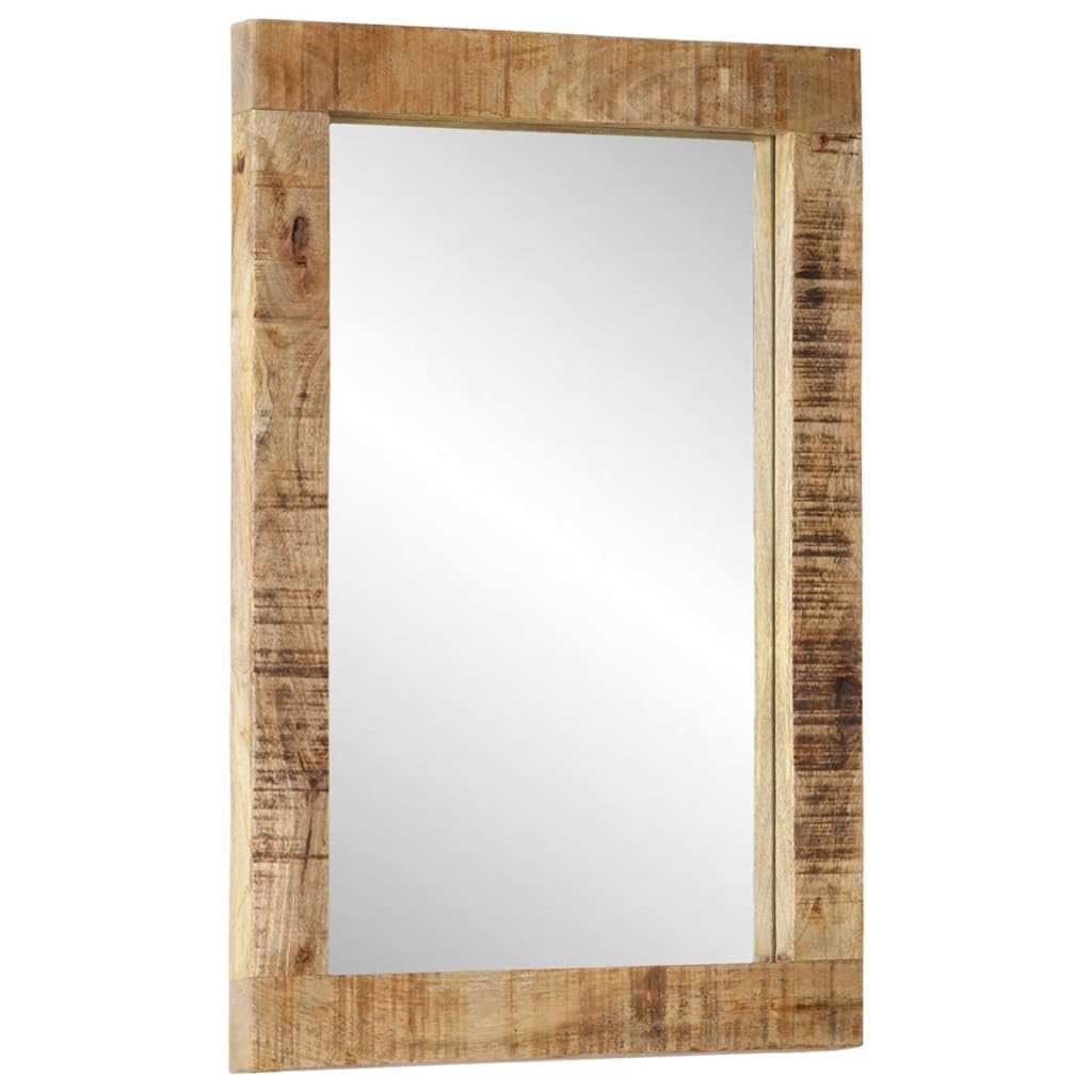 vidaXL Mirror, Bathroom Mirror with Natural Finish, Wall Mirror for Bedroom Hallway Living Room, Vanity Mirror, Solid Wood Mango and Glass