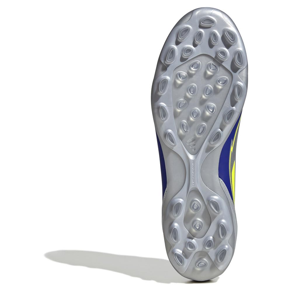 adidas Uniseks F50 LEAGUE Football boots Artificial Ground, silver met./solar yellow/lucid blue, 42 2/3 EU