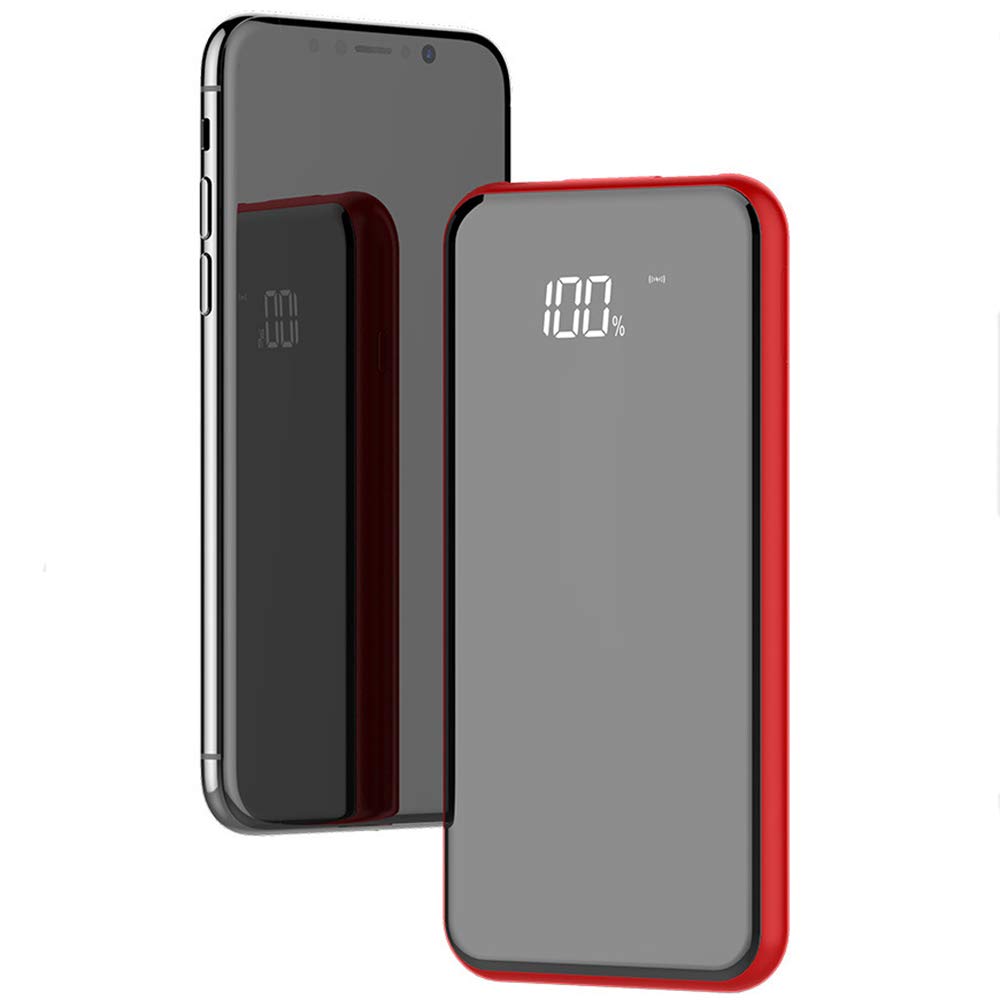 Cargador Inalámbrico Power Bank 10000mAh Batería Externa 2 Puertos & Entrada Doble Cargador Portátil y LED Digital Display para iPhone X/8/8 Plus y Todos Móviles con QI