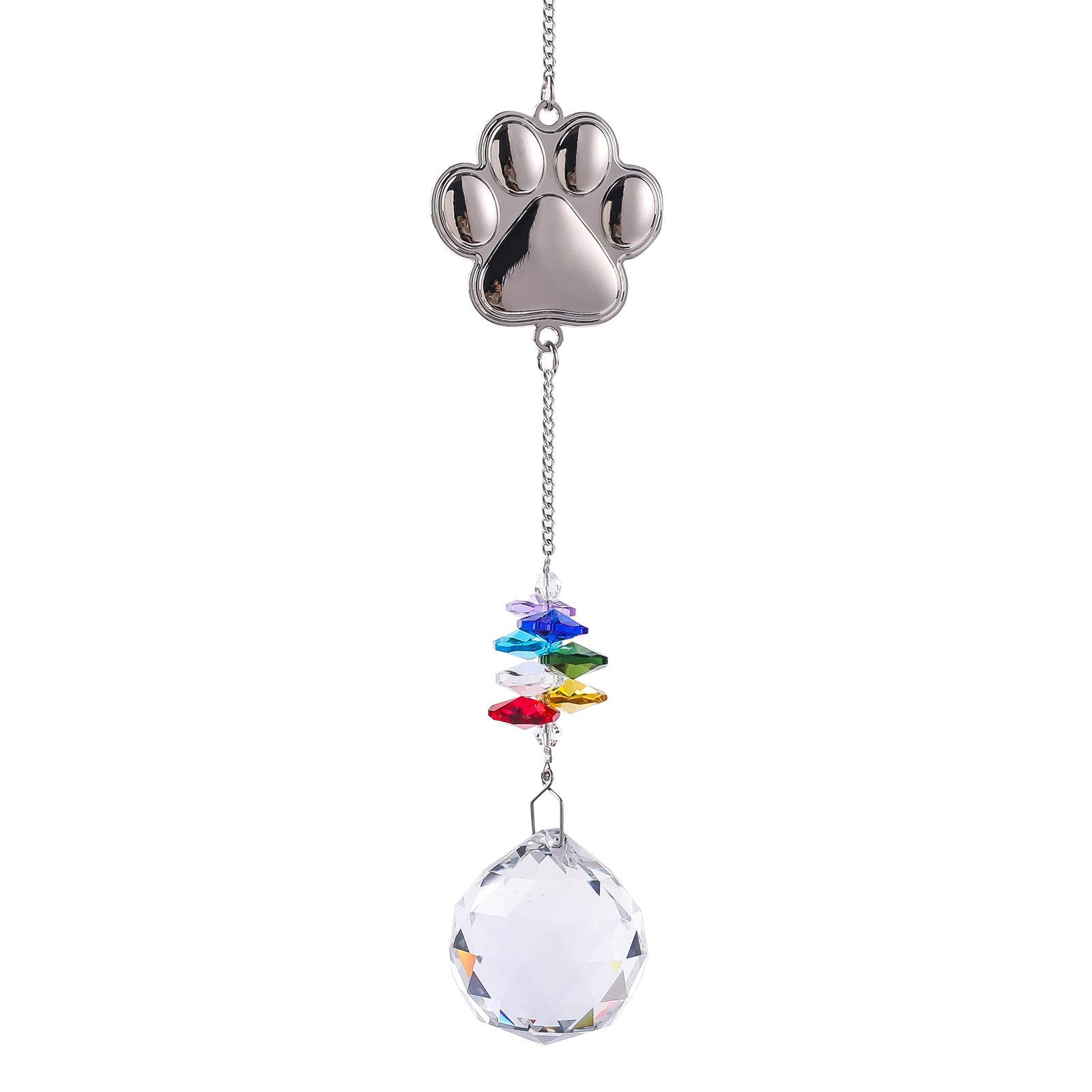 Woedpez Pet Remembrances Memorial Keepsakes Suncatchers Alloys Crystal Cats Dog Paws Pendant Indoor Wall Window Hanging Decors Crystal Pendant Memorial Suncatchers