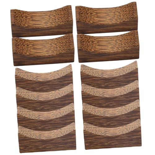 DINHEAROM 12個 和風木製箸置き スリッシュ凹型デザイン カトラリーホルダー兼用 食卓用フォーク スプーンレスト 家 レストラン対応