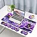 4 in 1 Ergonomic Memory Foam Mouse Pad Wrist Rest Set, Large XXL Gaming Desk Pad + Keyboard Wrist Rest + Mouse Wrist Cushion + Coaster for Home Office Study Gaming, Purple Flowers and Butterfly