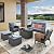 Yechen Patio Conversation Set with 44" Propane Gas Fire Pit Table - 6 Pcs Outdoor Wicker Furniture Set with Lid & Wind Shields - Luxury 7 Seats Sectional Sofa Set for Porch,Backyard