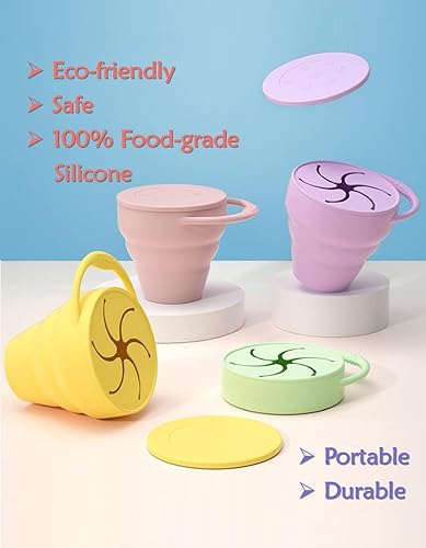 Miniatura 6 de Baby Snack Cup,Collapsible Silicone Snack Container for Baby,Baby Snacks Holder with DustProof Lid,Baby and Toddler Snack Catcher Lid.