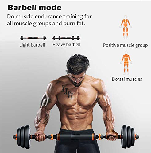6 in 1 Set Kettlebell & Halters & Barbell, Set van 25 kg Verstelbare Dumbbell Gewichten, vier Fitnessmodi, Perfect voor… - Afbeelding 5