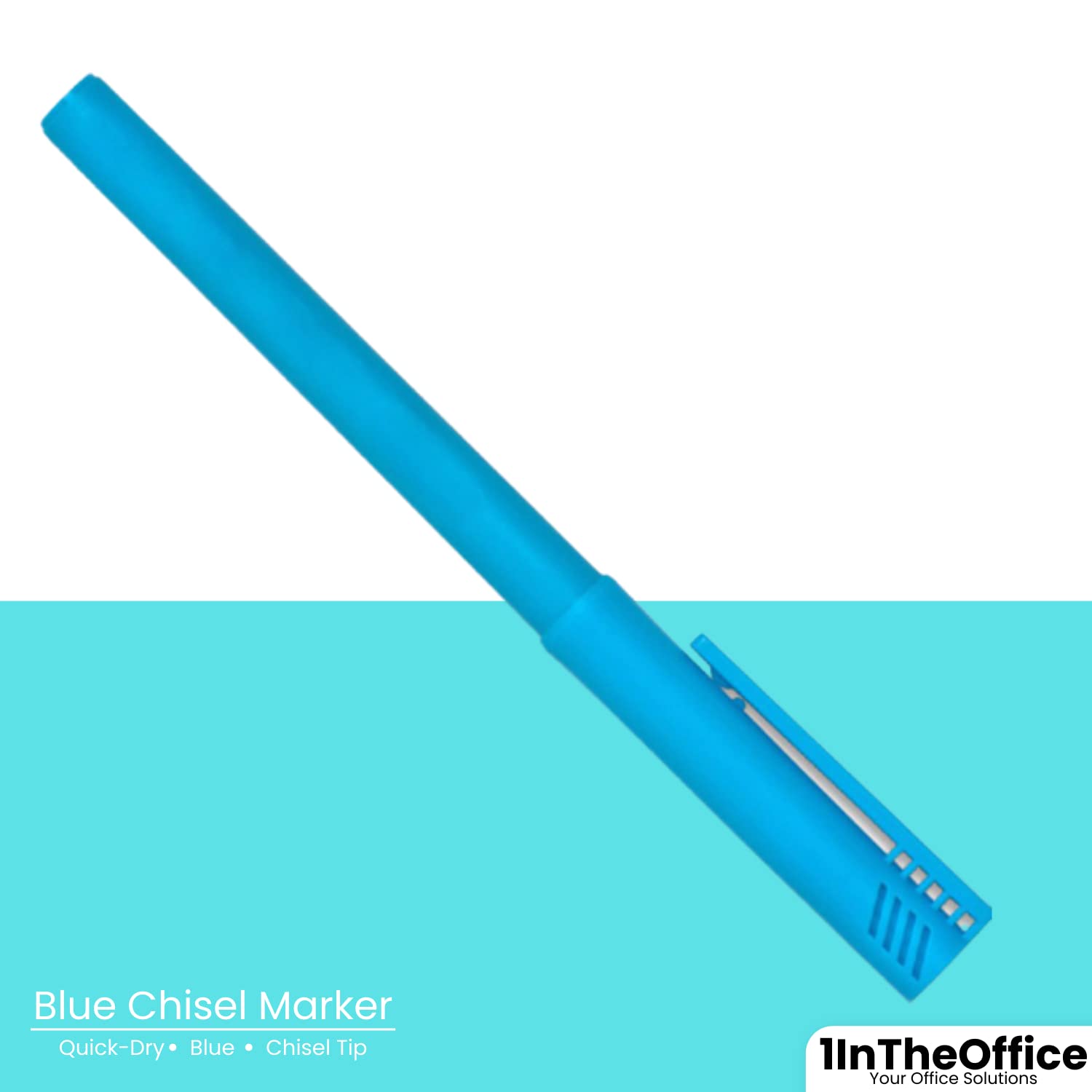 1InTheOffice Rotuladores fluorescentes con punta biselada, color azul, paquete de 24