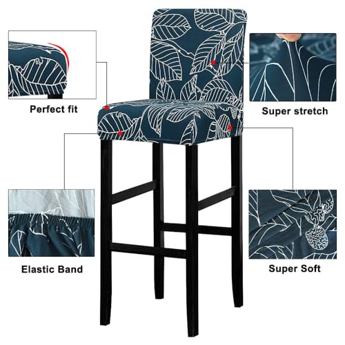 Image of Lellen Bar Stool Chair Covers Set of 2,Jacquard Bar Stool Cover Barstool Covers Slipcovers Stretch Bar Stool Covers with Backs Bar Stool Protector Covers for Kitchen Dining Room Counter Island