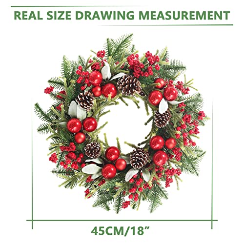 Super Holiday Artificial Christmas Wreath, Front Door Wreaths Decorations For Home, Party, Holiday, Thanksgiving, Xmas Decor - With Wreath Hanger, Green/Red. #TOP1