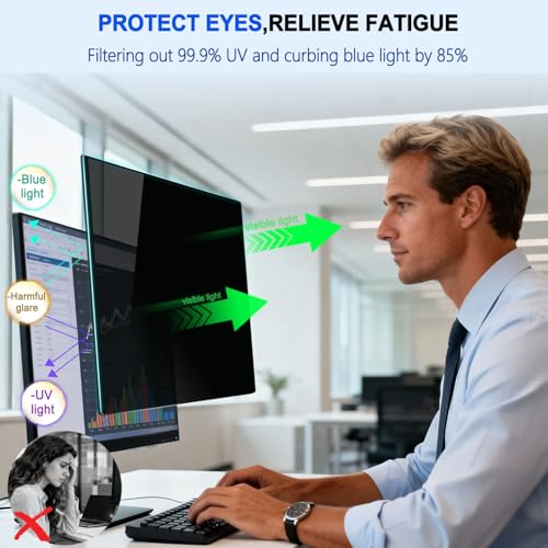Image of [2 Pack] Magnetic Privacy Screen for 23.8 Inch 16:9 Computer Monitor - Reversible Matte /Glossy Anti-Glare, Removable Blue Light Filter Anti-Spy Eye Protection Screen Protector Shield for Desktop PC