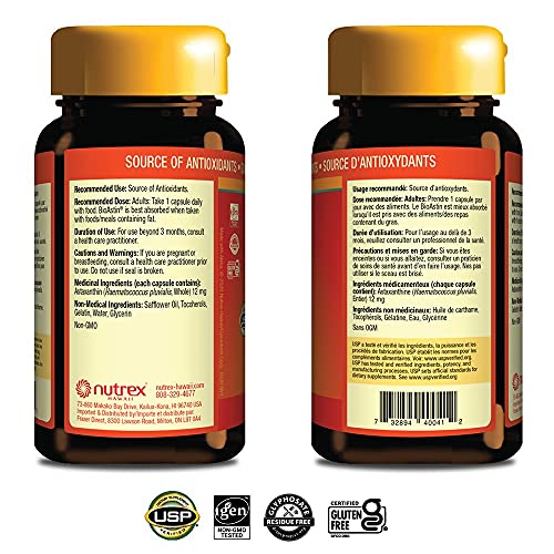 BioAstin Hawaiian Astaxanthin, 12mg, 50ct, Hawaiian Grown Antioxidant - Image 3