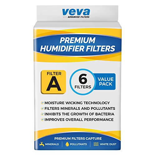 VEVA 6 Pack Premium Humidifier Filters Replacement for Holmes Filter A, HWF62, HWF62S, and Other Sunbeam Cool Mist Humidifiers