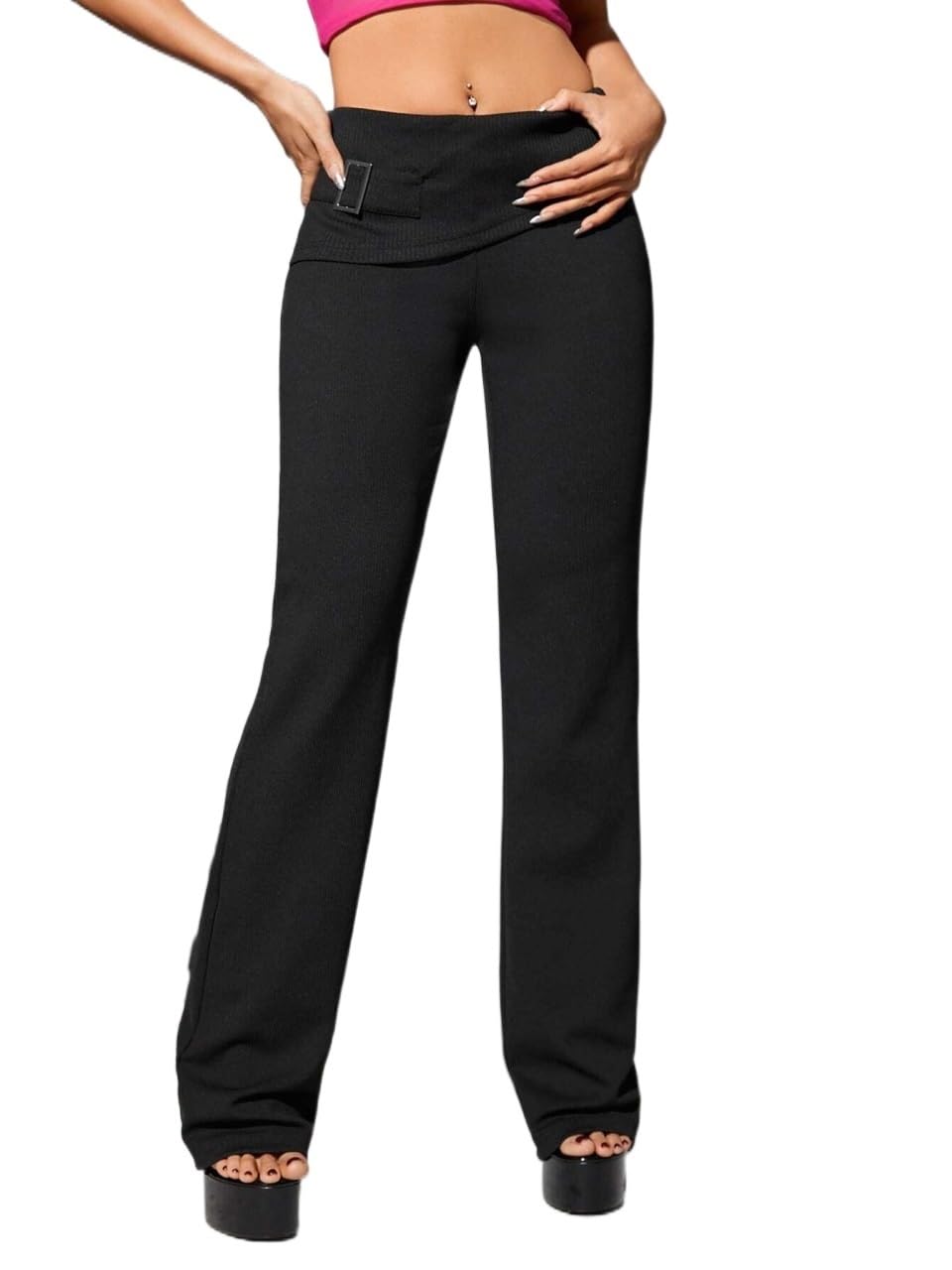 CRYBA Womens Pants Solid Flare Leg Pants Pant for Women