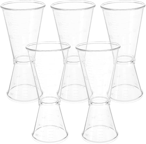 Taza medidora de doble cabeza, 4 onzas, plástico transparente, para coctel preciso y alcohol, herramienta de barra de mezcla de bebidas alcohólicas