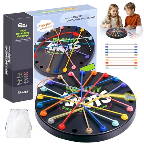 xinrongda Brainy Knots Rope Challenge Spiel, Logik Puzzle Untangling Strategie Brettspiel, Brainy Knots Twisted Rope Brettspiel Familien Knobelspiele für Kinder ab 3 Jahren Geschicklichkeitsspiel