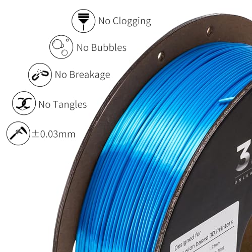 Image of INLAND Micro Center Silk PLA 3D Printer Filament 1.75mm - Cyan Blue Shiny, Dimensional Accuracy + /- 0.03 mm - 1 kg Spool (2.2 lbs), Clog Free Colorful Filaments