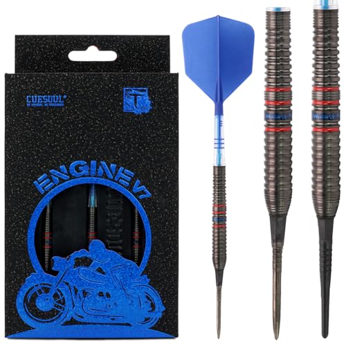 CUESOUL Engine V7 19g Steel Tip 90% Tungsten Dart Set with GEM Stone Finished and Unifying ROST T19 Carbon Flight