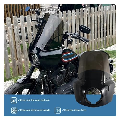 Pare-Brise de Moto Kit de carénage et Pare-Brise pour Moto Harley 86-15 Sportster 1200 Iron 883 XL883N Seventy Two Sportster 1100(6021-spst-11-Clear) – vue 3