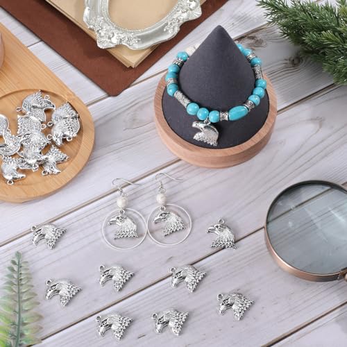 SUNNYCLUE 1 Box 50Pcs Eagle Head Charms Patriotic Charms Bulk Tibetan Style Antique Silver Alloy Eagle Charm America 4th of July Independence Day USA Bird Bald Eagle Charm for jewellery Making Charms - Image 4
